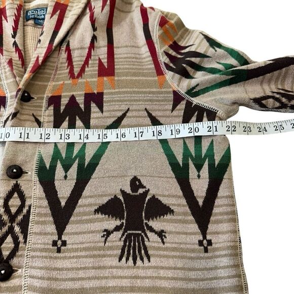 Polo by Ralph Lauren Shawl Collar Navajo Western Print Knit Cardigan Sweater, M - Picture 13 of 14